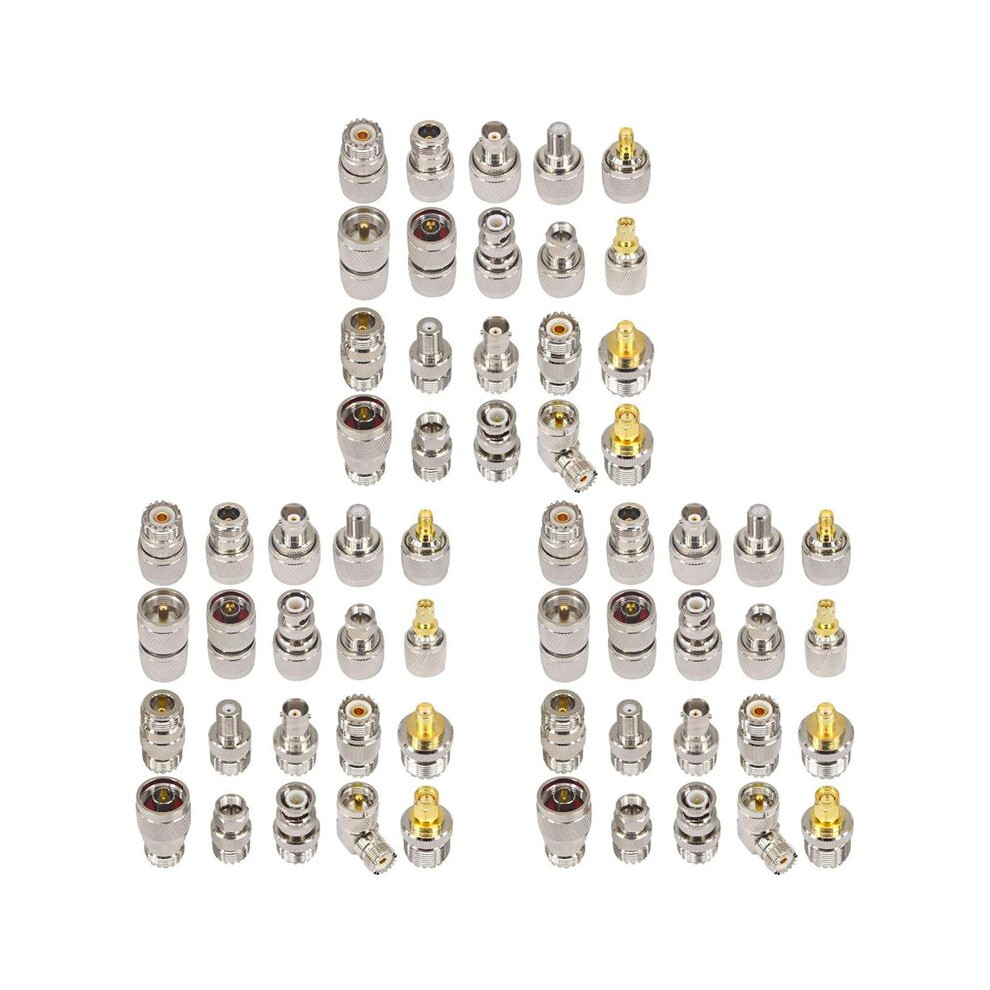 60Pcs Rf Coaxial Connector Kit Uhf So239 Pl259 Adapter Set Uhf To Sma/Bnc/N/Uhf/F Adapter Coax Adapter For Cb Antenna 4713183491027