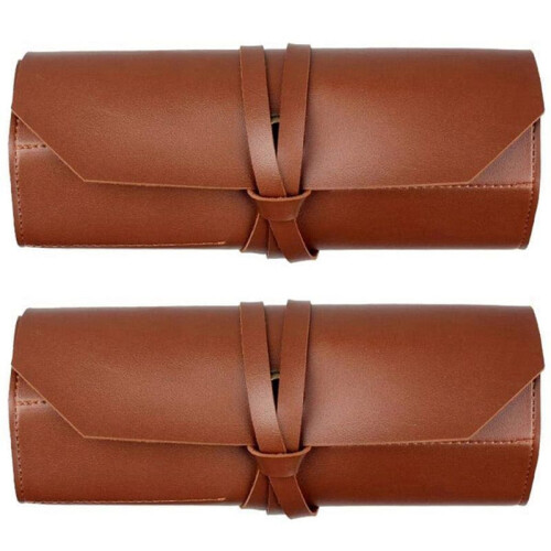 2X Leather Tool Roll, Leather Tool Kit Storage Bag, Multi Functional Leather Kit Bag Bicycle Repair Tool Kit Bag