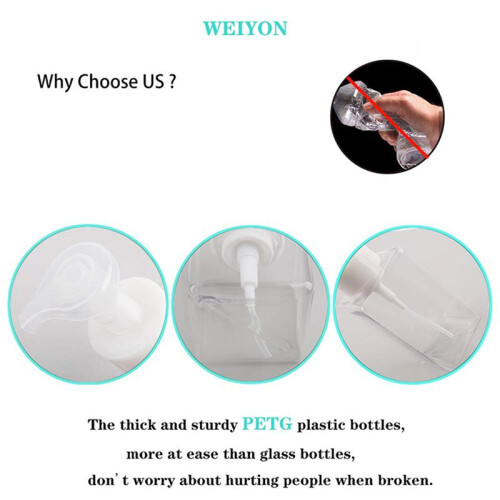 6 Pack Foaming Soap Dispenser 15Oz Refillable Foam Liquid Hand Soap Empty Plastic Pump Bottle Container - Clear 450Ml 2