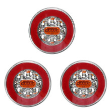 3X Rundes LED 4 im 1 Lastwagen Rücklicht 12-24V Dynamisches Heckblinker Rückfahr Bremse Licht für Anhänger Lastwagen RV