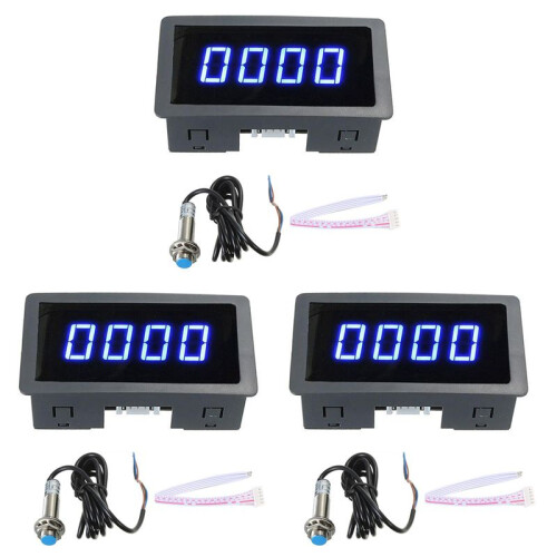 3X 4 Digital LED  Tachometer RPM Speed Meter+Hall Proximity  Sensor NPN
