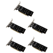 5X Tarjeta de Expansión PCIE 4.0 Dual-Disk PCIeX16 una M.2 M-Key NVME SSD, Compatible con 4 NVMe M.2 M Key 2280 SSD