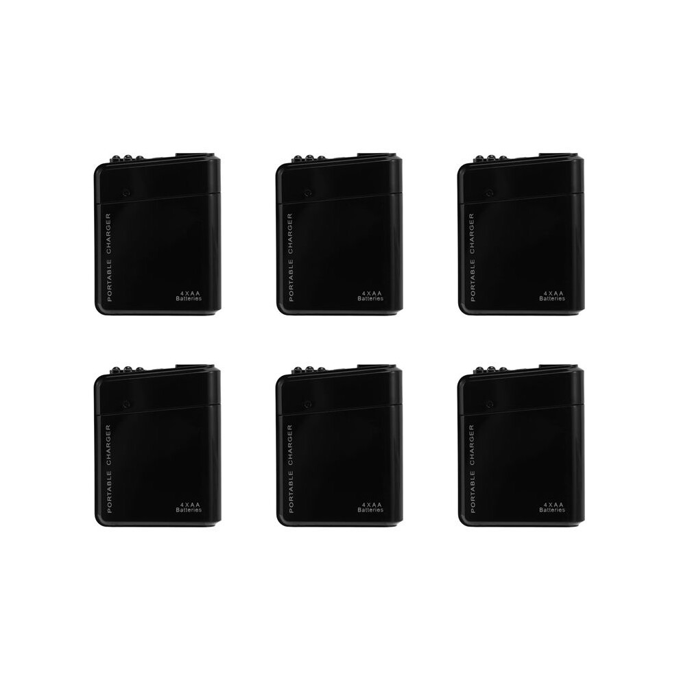 6Pcs 4X Aa Battery Portable Emergency Power Charger Usb For Cell Phone Black 6032029505895