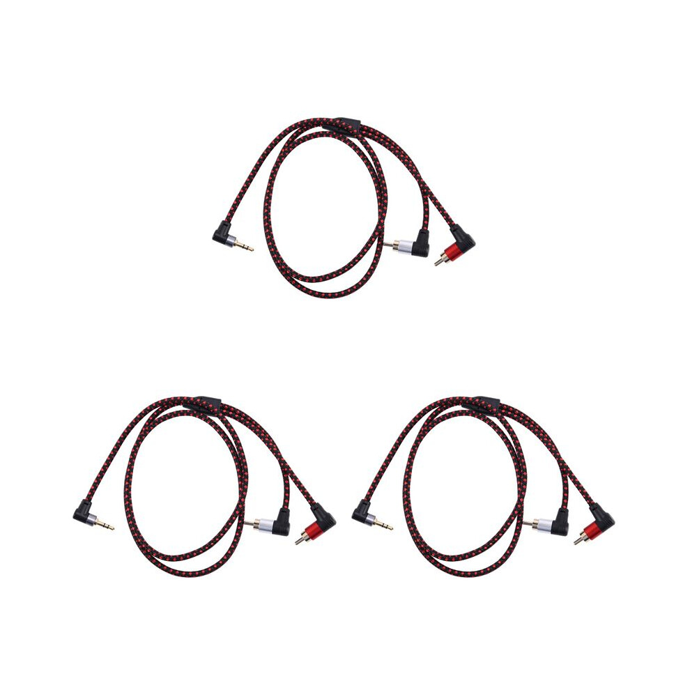 3X 90 Degree 3.5Mm Male To 2 Rca Male Cable Right Angle Stereo Aux Y Splitter Cord Microphone Jack Plug For Laptop 1M 6033245238352