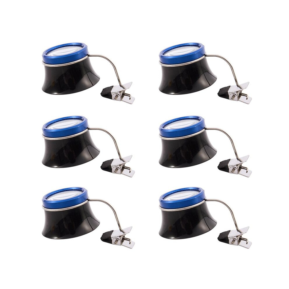 6pcs 5X Clip- Eye Loupe Eyeglass Magnifier Magnifying Glass Lens for Repair Work