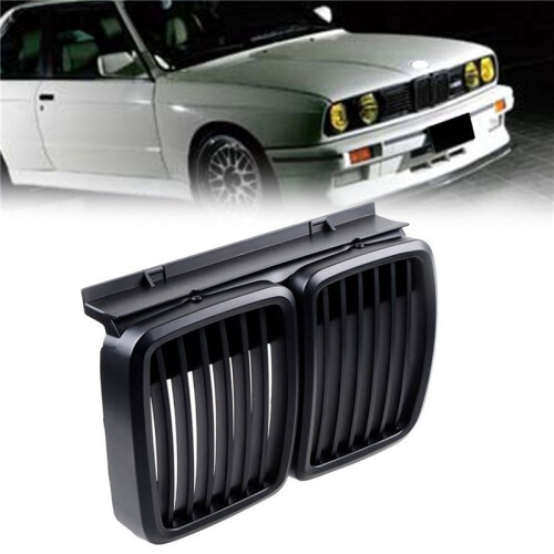 2X Front Grille Replacement for  E30 3-Series M3 Front Hood Bumper Grill Matte Black 1982-1994 2
