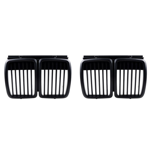 2X Front Grille Replacement for  E30 3-Series M3 Front Hood Bumper Grill Matte Black 1982-1994