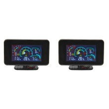 2X 4 in 1 LCD 12V/24V Öldruck-Voltmeter Volt Wassertemperatur Öl-Kraftstoffanzeige mit 10-mm-Sensor für Bagger-LKW
