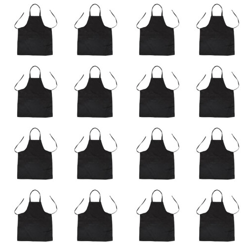 8X Unisex 2 Pocket Black Kitchen Apron Bib, One Size in Medium