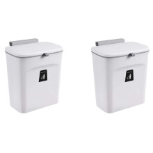 2X Pattumiera da Cucina per Ripiano o Sotto il Lavello, Piccola Pattumiera Sospesa con Coperchio, Secchio per Compost Interno Montabile (C)