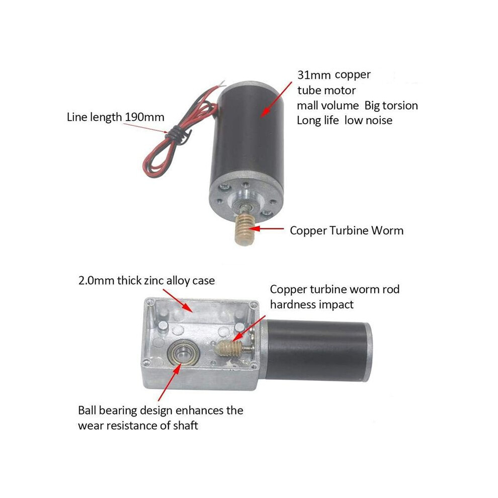 12V Gear Motor High Torsion Speed Reduce Electric Gearbox Motor Reversible Gear Motor 8Mm Shaft (12V 16Rpm) 6031339152690