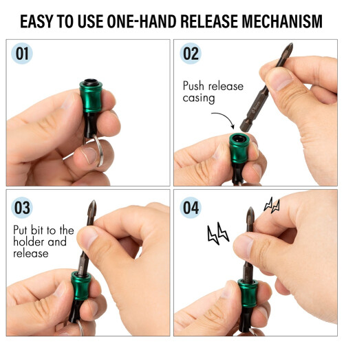 Bit Holder Keychain,2 Sets Of 6PCS 1/4 Drill Bit Holder, Easy Release and Quick Change Bit Holder,Screwdriver Bit Holder 2