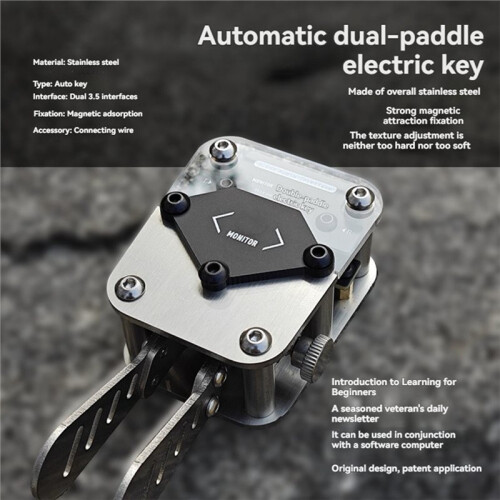 Dual-Paddle Morse Code Keyer CW Keyer Manual/Auto Trainer with Magnetic Base USB Communication Cable for PC 2