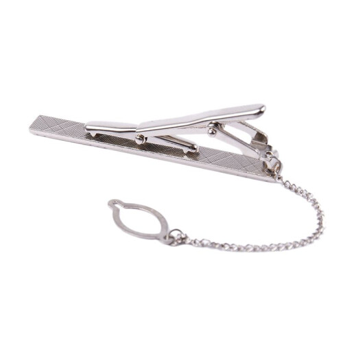 4 Fermacravatte Standard da Uomo In Lega Argentata Cromata, 6 cm 1