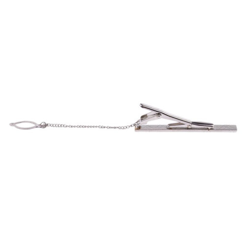 4 Fermacravatte Standard da Uomo In Lega Argentata Cromata, 6 cm 2