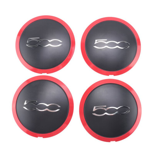 4Pcs 133mm Hubcap for  500 Wheel Centre Hub Caps Emblem Sticker 68078419AC 68078421AC 51884863 Red