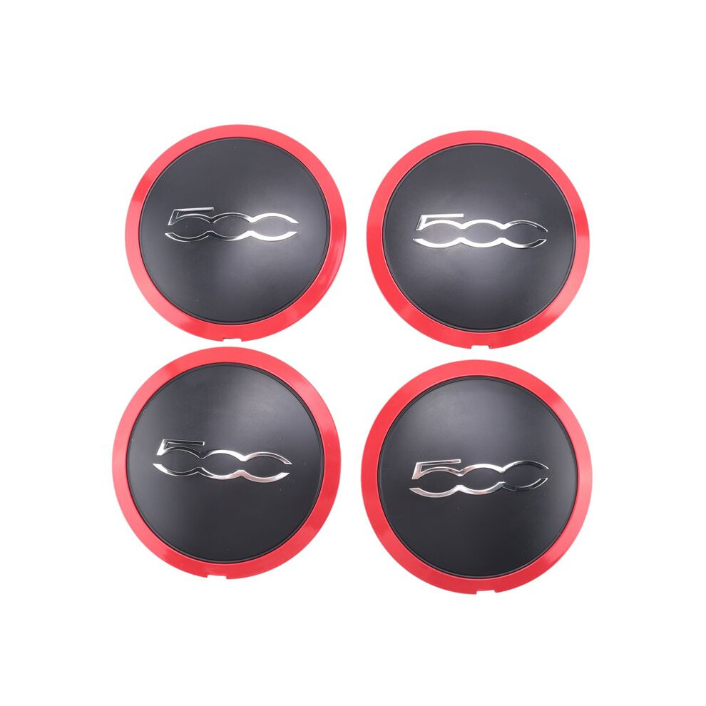 4Pcs 133Mm Hubcap For 500 Wheel Centre Hub Caps Emblem Sticker 68078419Ac 68078421Ac 51884863 Red