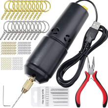 Elektrischer Harzbohrer, für Harzgussformen, Elektrisches Pin-Schraubstock-Kit mit 10-Teiligen Bohrern für Kunstharz-Schmuck-SchlüSselanhäNger