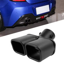 Einlass 63 mm Doppelauslass Auto-Auspuffblende Edelstahl Schwarz Auspuffblenden Schalldämpfer Endstück Doppelrohr Rohrblenden