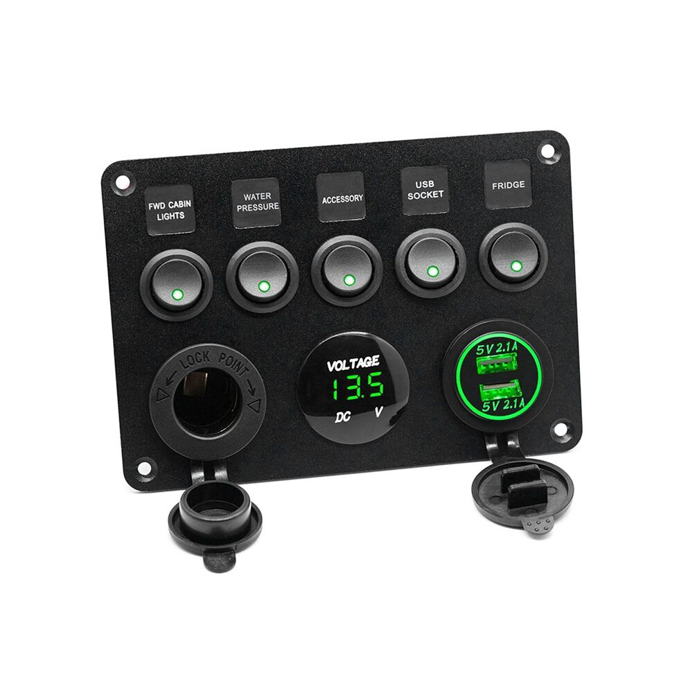 Boat Panel Car Panel Waterproof Digital Voltmeter Dual Usb Port Outlet Combination Marine Led Rocker Red 6032019157851