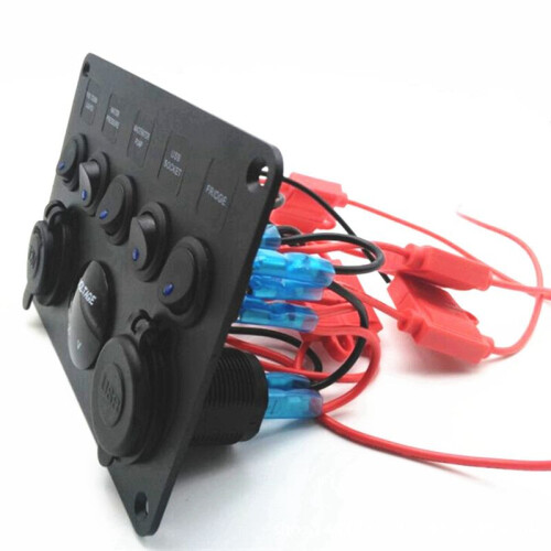 Boat  Panel Car  Panel Waterproof Digital Voltmeter Dual USB Port Outlet Combination Marine LED Rocker 1