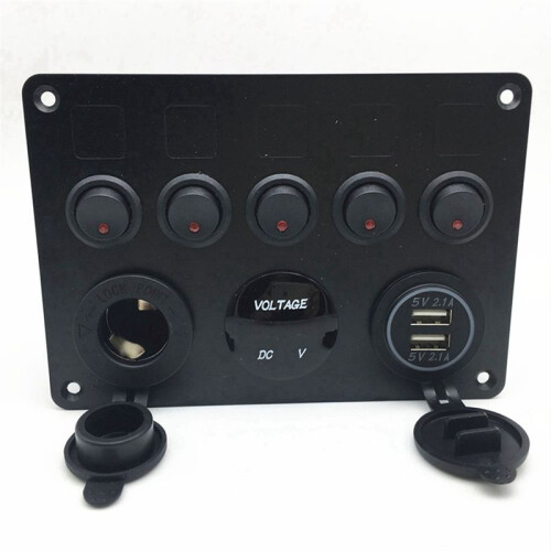 Boat  Panel Car  Panel Waterproof Digital Voltmeter Dual USB Port Outlet Combination Marine LED Rocker 2