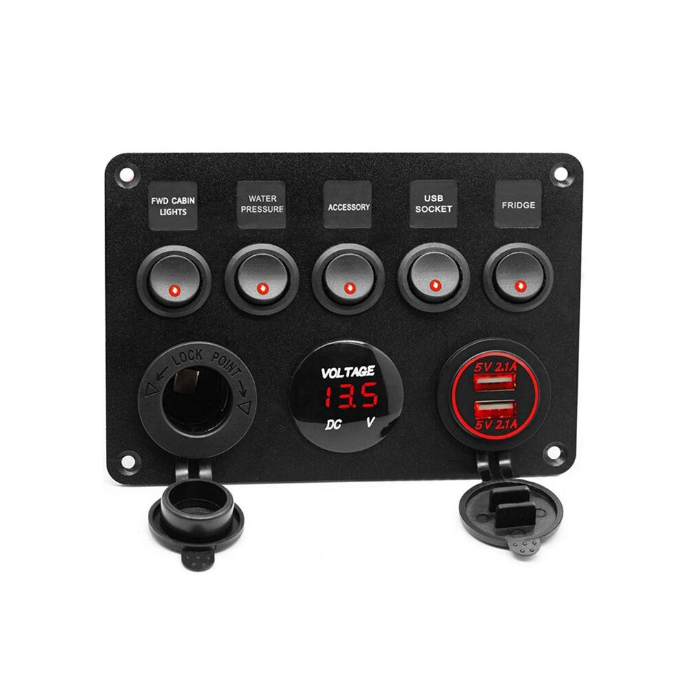 Boat Panel Car Panel Waterproof Digital Voltmeter Dual Usb Port Outlet Combination Marine Led Rocker Green 6031844300258