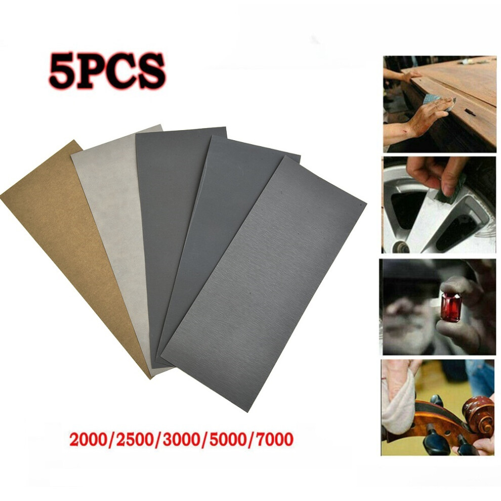 5Pc Sandpaper Set 2000/2500/3000/5000/7000 Grit Sanding Paper Water/Dry Abrasive Sandpapers For Wood Metal Polishing Automotive 6935161421002
