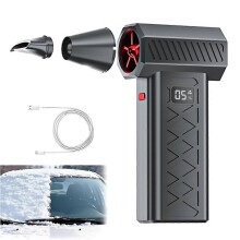 (Black) Turbo Snow Blower, Handheld Snow Blower, Adjustable Car Snow Blower, Mini Dust Jet Blower with LED