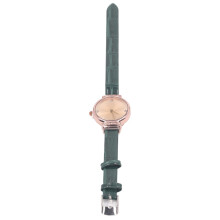 Damen Minimalistische grüne Leder-Quarzuhr, ultradünn, 27 g