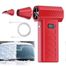 (Red) Turbo Snow Blower, Handheld Snow Blower, Adjustable Car Snow Blower, Mini Dust Jet Blower with LED