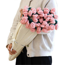 (110cm, Rose Powder) 80/110/160cm Crochet Flowers Blanket DIY Finished Knitted Blanket for Women Mother's Day Bouquet Birthday Gift