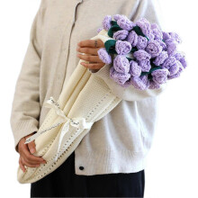 (160cm, Rose Purple) 80/110/160cm Crochet Flowers Blanket DIY Finished Knitted Blanket for Women Mother's Day Bouquet Birthday Gift
