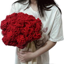 (110cm, Red) 80/110/160cm Crochet Flowers Blanket DIY Finished Knitted Blanket for Women Mother's Day Bouquet Birthday Gift