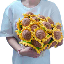 (80cm, Sunflower) 80/110/160cm Crochet Flowers Blanket DIY Finished Knitted Blanket for Women Mother's Day Bouquet Birthday Gift