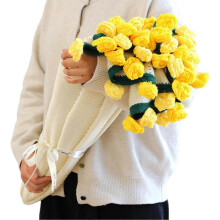 (80cm, Rose Yellow) 80/110/160cm Crochet Flowers Blanket DIY Finished Knitted Blanket for Women Mother's Day Bouquet Birthday Gift