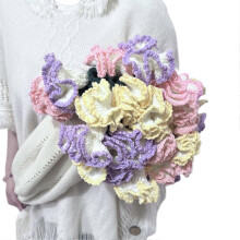 (110cm, Color) 80/110/160cm Crochet Flowers Blanket DIY Finished Knitted Blanket for Women Mother's Day Bouquet Birthday Gift