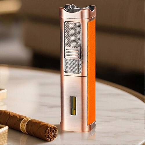 (B) Cigars Lighter with Cigars Cutter Sturdy Refillable Lighters for Indoor Outdoor for Camping 1