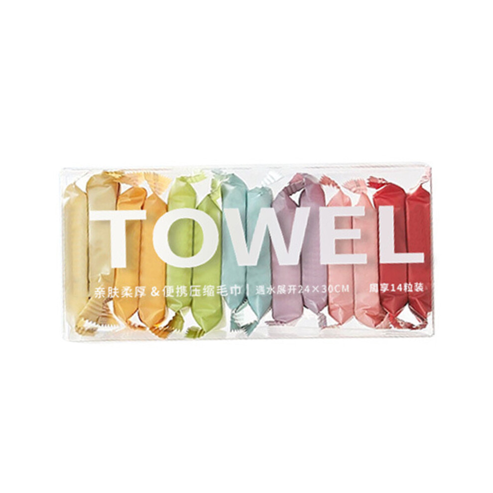 14pcs Colorful Disposable Compressed Towel Outdoor Travel Makeup