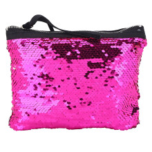 Vendbar paillet-kosmetikpung Stilfuld paillet-makeuptaske med lynlåslukning Glitrende lynlåsdesign Moderigtig håndtaske Kompakt størrelse Rejse
