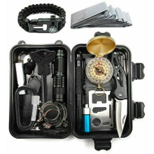 Kit de Sobrevivência para Aventuras ao Ar Livre, Kit Multiferramentas com Pulseira de Sobrevivência, Bússola e Iniciador de Fogo, Essencial para