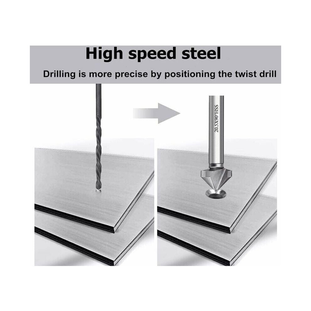 Precision Chamfering Tool, Industrial Tools 3 Flute Design High Speed Steel Countersink Drill Bit For Versatile Applications Including Hardwood, 9169997260741