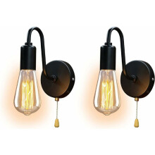 Enkel installation vägglampa med vintage industriell stil, på/av-strömbrytare och högkvalitativt material, 2 st metalllampor för sovrum
