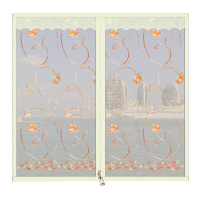 Summer Zipper Screen Door Curtain-Beige embroidery 1