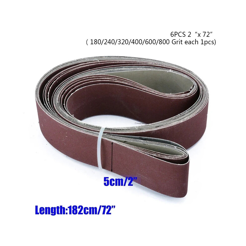 6Pcs 2" X 72" Fine Grit Sanding Belt Sandpaper Sander Abrasive Band Polishing Sandpaper 180/ 240/ 320/ 400/ 600/ 800 Grit 6935161417937