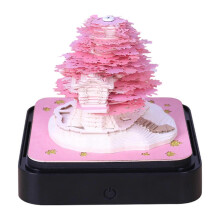(Pink) 3D Sakura Tree Calendar 2026 Paper Sculpture Art Calendar Notepads, Tearoff Desk Calendar Memo Pads for School Home Office