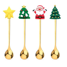 Schattige kerstaccessoires, roestvrijstalen lepels met kerstmotieven om te roeren en voor desserts, duurzame roestvrijstalen menglepel met