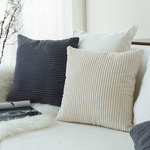 Corduroy Pillow Cover 45x45cm Square Soft Comfortable-Orange 2