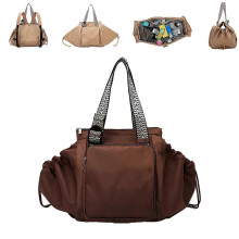 (Brown) 2025 New Multi-Function Mommy Tote Bag Lightweight Travel Backpack with Large Capacity & Smart Organizer