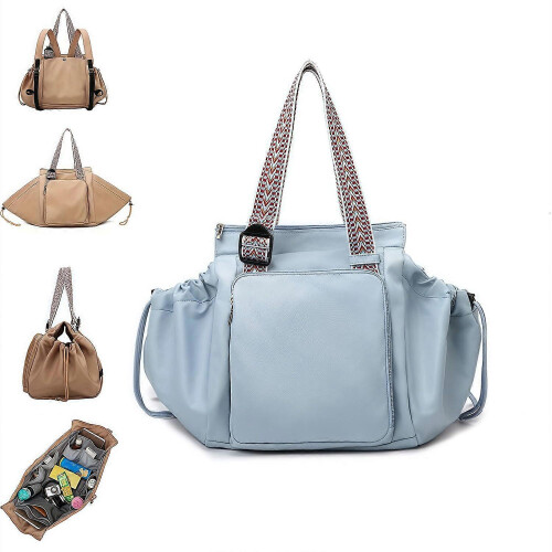 (Blue) 2025 New Multi-Function Mommy Tote Bag Lightweight Travel Backpack with Large Capacity & Smart Organizer